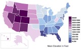 Mean Elevation of States in US- per Wikimedia