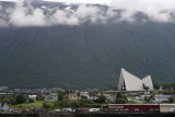 The Arctic Cathedral dominates the center city Tromso landscape and was viewable from the ship