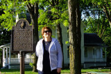May 2016 - Karen at Reagan Way in the park next to President Ronald W. Reagan's boyhood home in Dixon, Illinois