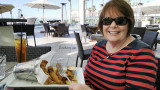 November 2016 - Karen about to dine on some great seafood at Sea180 Coastal Tavern in downtown Imperial Beach, California