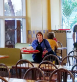 November 2016 - Karen after a late lunch at the original Pollo Tropical on Douglas Road and NW 7th Street, Miami