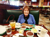 May 2017 - Karen and I about to dine on Churrasco steak with chimichurri sauce, rice and beans and plantains at Molina's Ranch