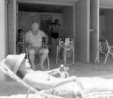 1960's - Irene Anthonsen, Bill Sweeney Jr., Bill Sweeney and John Boyd at the Crandon Park cabanas