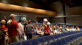Hialeah High School Class of 1965 classmates entering the newly refurbished auditorium at Hialeah High