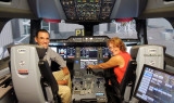 August 2016 - Dr. James Pitisci and Lynda Atkins Kyse in the Airbus A350-900XWB flight simulator