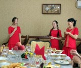 A home-hosted lunch in Nukus, mother and two daughters, followed by -