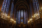 The upper level with 15 large stained glass windows depicting 1,131 different biblical scenes