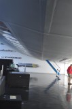 Underneath the Hindenburg replica at the Museum