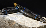 Mount Dooling Meteorite Shavings Blue Opal Bands Fountain Pen Black Titanium Hardware