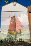 Seafarers mural at the Baltic Sea port of Heiligenhafen