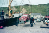 Our Citron 2CV goes on board of mv St Ola in Scrabster Harbour