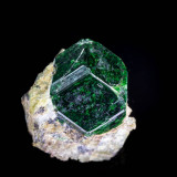 Uvarovite crystal, 12 mm across. Taghonak, Kotizabi, Hindu Kush, Andarab Region, Baghlan Province, Afghanistan.
