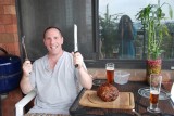 Grilled leg of lamb.