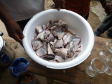 Tilapia, cleaned and ready for canning.