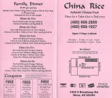 480-668-2809<br>480-668-1927<br>China Rice menu page 1 and 2