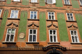 Green building likely birthplace of Johann Weikhard Freiherr von Valvasor born 1641 a natural historian on Old Square street Lju