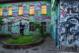 Underwater Graffiti on studio at Metelkova City Autonomous Cultural Center squat former Yugoslav National Army military barracks
