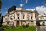 Neo Renaissance architecture of the Slovenian National Opera and Ballet Theatre of Ljubljana Slovenia in sun after a rain storm