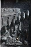 South side bronze sculptured door of St. Nicholas Catholic church Ljubljana Cathedral local bishops looking at dead shrouded Chr