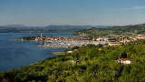 Overview of marina at old fishing town of Izola Slovenia on the Adriatic coast of the Istrian peninsula
