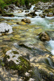 Karst rocks at alpine Lepenica river in Spring at Sunikov Vodni Gaj Nature Preserve in Triglav National Park Julian Alps Lepena 