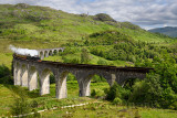 Heritage Jacobite coal fired Steam Train at Glenfinnan viaduct in the Lochaber Scottish Highlands Scotland United Kingdom