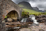 Stone bridge over Russel Burn river of Bealach na Ba road mountain pass on Applecross Peninsula Scottish Highlands Scotland UK