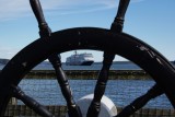 Eurodam through a ships wheel
