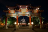 China gate and temple at night