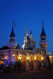 Castle and walls at night