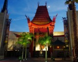 Chinese Theater and moon at dusk