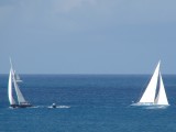 Americas Cup yachts racing off Phillipsburg