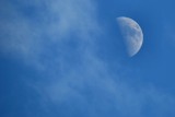 Half day moon and clouds
