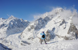 Valle dAosta, Courmayeur, Mont Blanc de Courmayeur mount (4748m) and Miage Glacier