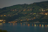 Looking across the lake in the night with moonlight at 3:20 a.m.