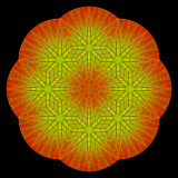 An evolved kaleidoscope created with an autumn leaf seen in October 2017