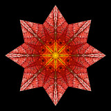 Kaleidoscopic picture created with a colorful autumn leaf seen 13th October