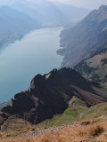 Looking west from the top of Brienzer Rothorn over lake Brienz towards Interlaken