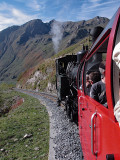 The stam train going slowly down towards Brienz