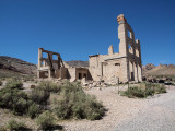 Old bank building in ghost town of Rhyolite near Death Valley