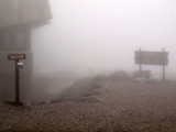 Water fountain in the fog, Mt Washington, NH