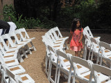 Books on the chairs for the ceremony