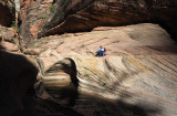 Panorama - At an entrance to a slot section of Echo canyon