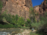 Contemplating Zion NP over lunch beside the Virgin River