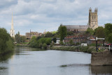 Cathedral and St. Andrews Spire from river path