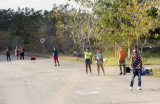 Cuban people hitchhiking