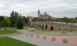 Roman Bridge and skyline of Salamanca, Spain