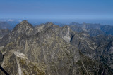 On the summit of Zadn Gerlach 2616m, Vysok 2547m on the left, Rysy 2503m behind, Swinica 2301m far behind, Tatra NP 