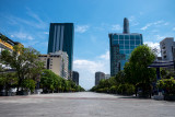 New buildings on a new promenade through the city