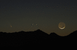 Crescent moon and Comet C/2011 L4 (PannSTARRS) - Griffin Ranch (AZ), 6 minutes